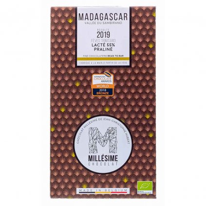 Řemeslná fair trade bio mléčná čokoláda s pralinkovou náplní Madagaskar 55 %, 70 g