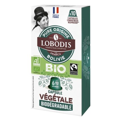 Fair trade kompostovatelné bio kávové kapsle Bolivie Lobodis s nulovým odpadem, 10 ks, Nespresso