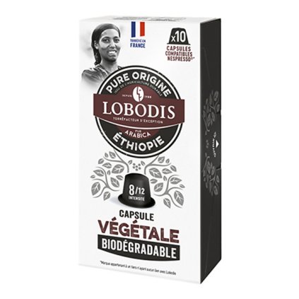 Fair trade kompostovatelné kávové kapsle Etiopia Lobodis s nulovým odpadem, 10 ks, Nespresso