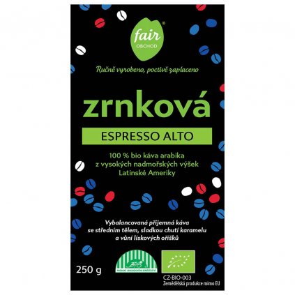 Fair trade bio zrnková káva Espresso Alto