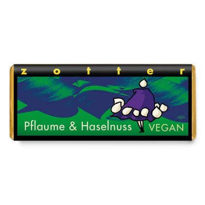Fair trade bio 100% hořká vegan čokoláda Švestky a ořechy, 70 g