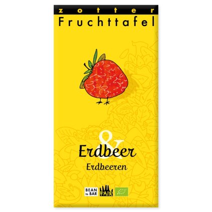 Fair trade bio jahodová čokoláda Zotter s jahodami, 70 g