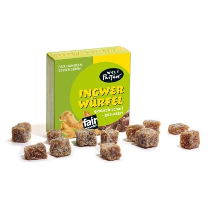 Fair trade zázvorové kostky s třtinovým cukrem