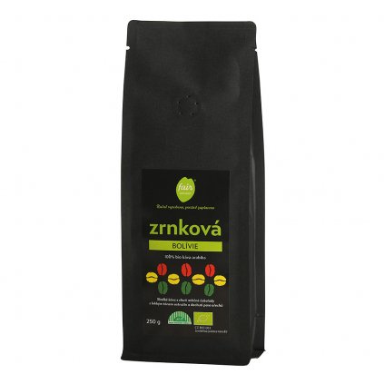 Čerstvě pražená fair trade bio zrnková káva Bolívie, 250 g