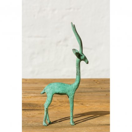 Fair trade kovová soška gazely z Burkiny Faso, 22 cm