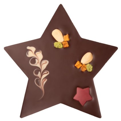 Fair trade bio vánoční hvězda z hořké čokolády Zotter se zdobením, 100 g