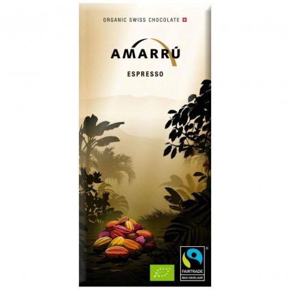 Fairtrade bio hořká čokoláda Amarrú s kávou espresso, 100 g