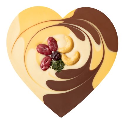 Fair trade bio srdce z bílé a mléčné čokolády Zotter s meruňkami, 100 g