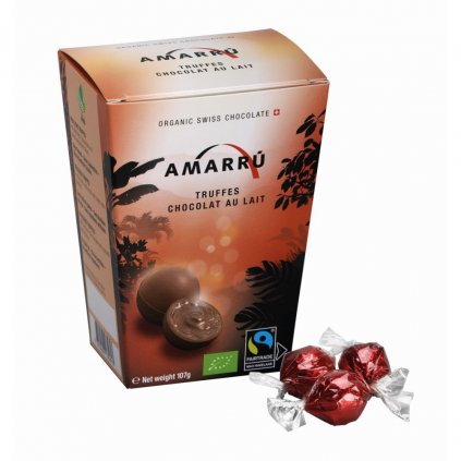 Fairtrade bio čokoládové lanýže z mléčné čokolády Amarrú, 102 g