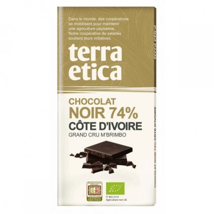 Fair trade bio hořká čokoláda Pobřeží slonoviny 74 %, 100 g