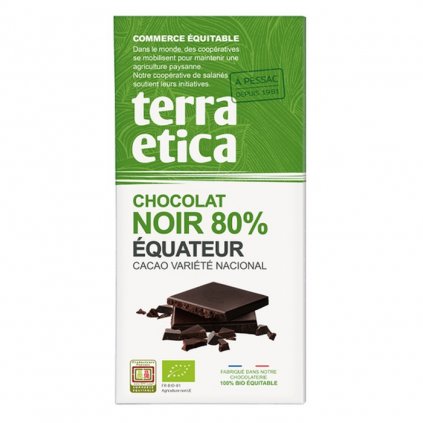 Fair trade bio hořká čokoláda Ethiquable Ekvádor 80 %, 100 g