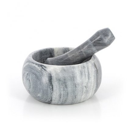 Fair trade hmoždíř s tloučkem z mramoru z Indie, 10 cm