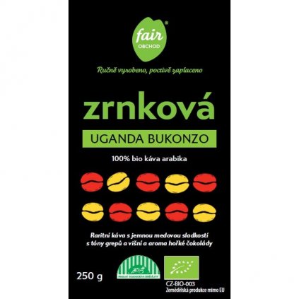 Fair trade bio zrnková káva Uganda Bukonzo, 250 g