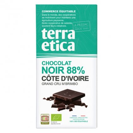 Fair trade bio hořká čokoláda Ethiquable Pobřeží slonoviny 88 %, 100 g