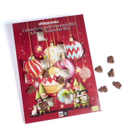 Fair trade bio adventní kalendář s mléčnou čokoládou a omalovánkami, 75 g