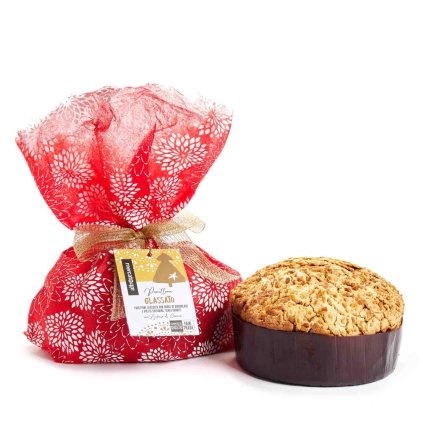 Fair trade vánoční Glazované panettone s čokoládou a hrozinkami v hedvábí, 750 g