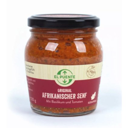 Fair trade hořčice s rajčaty a bazalkou z JAR, 235 g