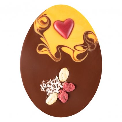 Fair trade bio velikonoční vajíčko z mléčné čokolády Zotter s malinovým srdcem, 100 g