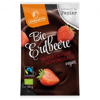 Fairtrade bio jahody v hořké čokoládě, 50 g