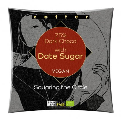 Fair trade bio hořká čokoláda Zotter se 75 % kakaa slazená datlovým cukrem, 70 g