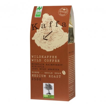 Fair trade bio zrnková divoká káva Kaffa, středně tmavě pražená, 250 g