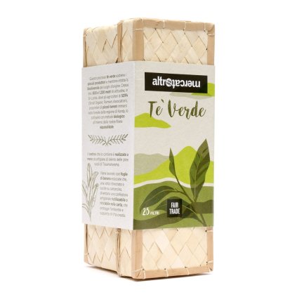 Fair trade zelený čaj ze Šrí Lanky v proutěné krabičce, sáčky 25 x 2 g