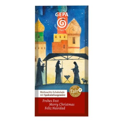 Fair trade bio mléčná čokoláda s vánočním kořením, 40 g