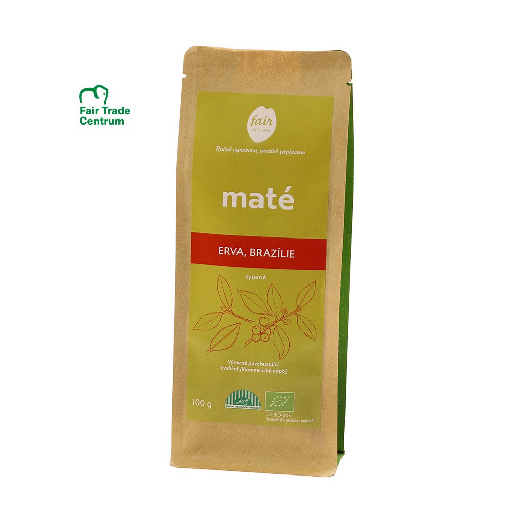 Fair trade erva yerba bio maté sypané z Brazílie, 100 g
