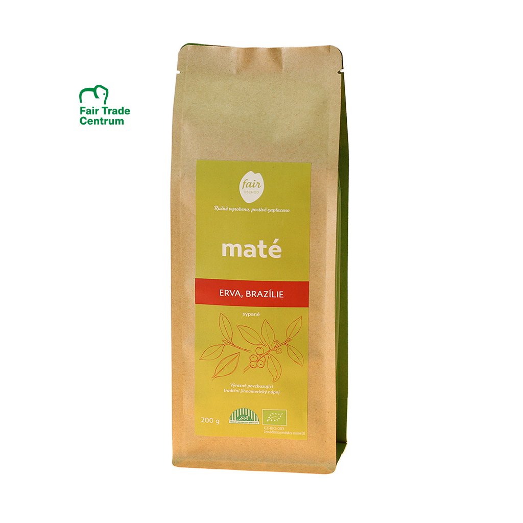 Fair trade erva yerba bio maté sypané z Brazílie, 200 g