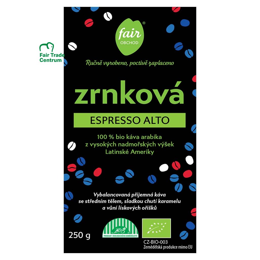 Fair trade bio zrnková káva Espresso Alto