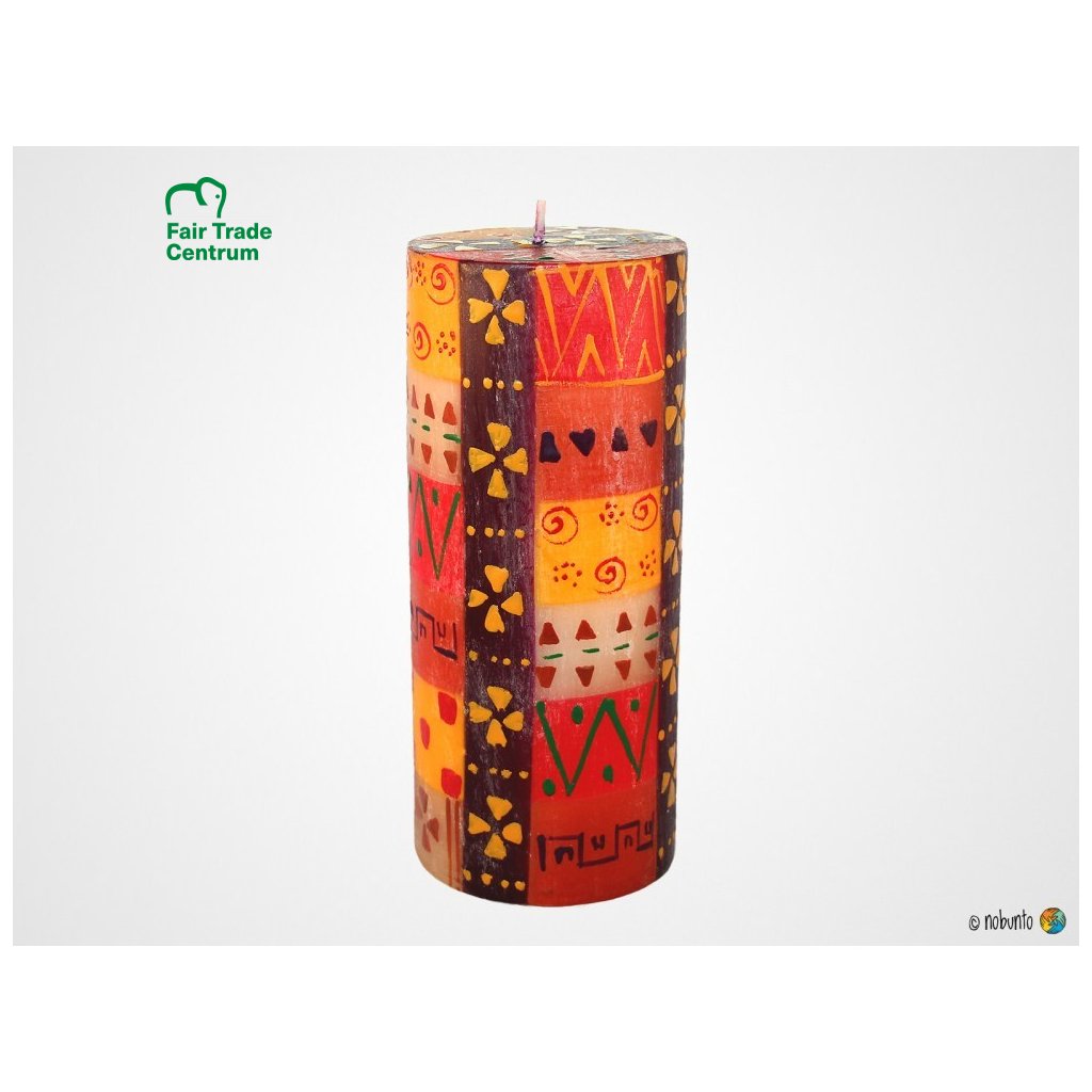 Nobunto Fair trade sloupová svíčka Indabuko z Jižní Afriky, 8x20 cm
