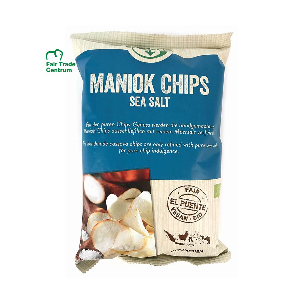 Fair Trade bio maniokové chipsy s mořskou solí, 100 g