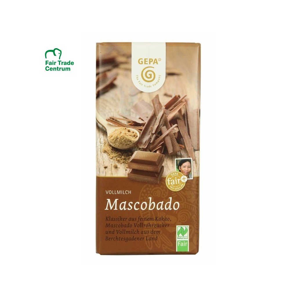 Fair trade bio mléčná čokoláda s cukrem Muscovado, 100 g