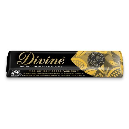 Fairtrade čokoládová tyčinka z hořké čokolády Divine, 35 g