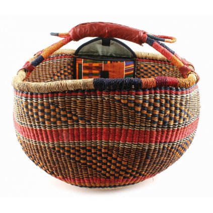 Fair trade koš bolga s kapsou z Ghany, červený