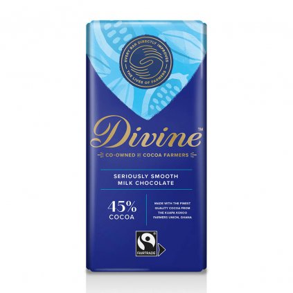 Fairtrade mléčná čokoláda s 45 % kakaa Divine, 90 g