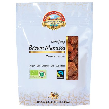 Fairtrade bio hnědé hrozinky Manuka, sušené na slunci