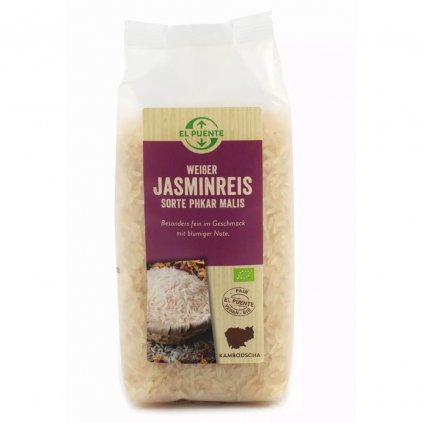 Fair trade bio bílá jasmínová rýže Phkar Malis z Kambodži, 500 g