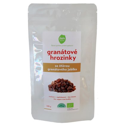 Fair trade bio granátové hrozinky z Uzbekistánu, 100 g