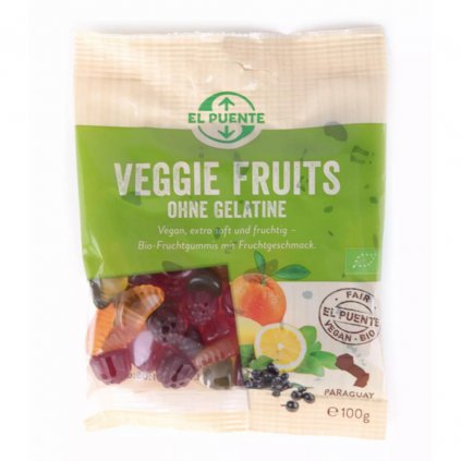 Fair trade bio gumové bonbóny bez želatiny Veggie Fruits, 100 g