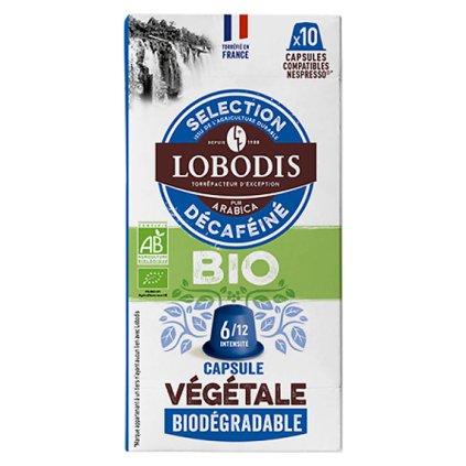 Fair trade kompostovatelné bio kávové kapsle Lobodis Bez kofeinu s nulovým odpadem, 10 ks, Nespresso
