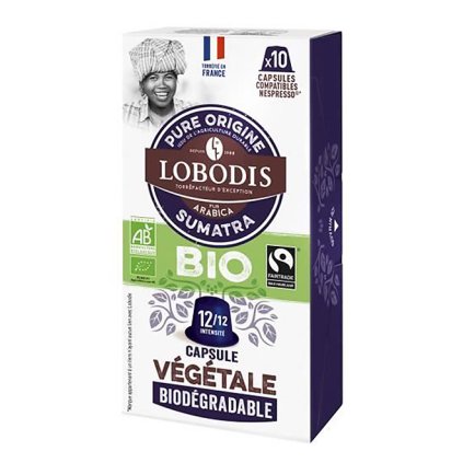 Fair trade kompostovatelné bio kávové kapsle Sumatra Mandheling Lobodis s nulovým odpadem, 10 ks, Nespresso