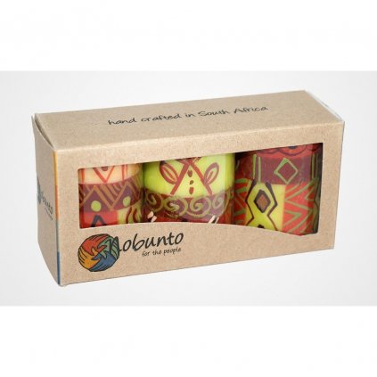 Fair trade dárková sada 3 pilířová svíčka Penzima z JAR, 5 x 7 cm