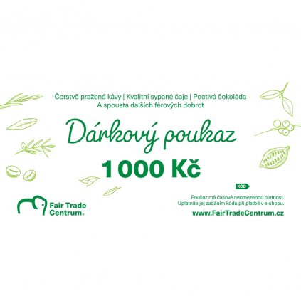 Dárkový poukaz Fair Trade Centra 1000 Kč tištěný