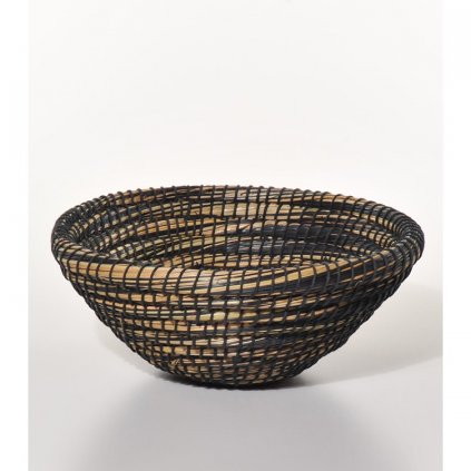 Fair trade košík z mořské trávy a bavlny z Bangladéše, černý, 25 cm