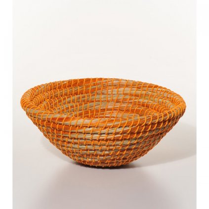 Fair trade košík z mořské trávy a bavlny z Bangladéše, oranžový, 25 cm