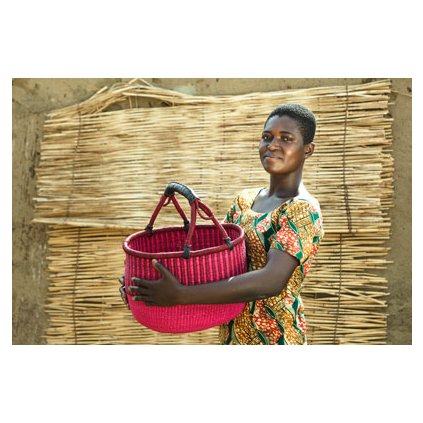 Okrúhly bolga kôš premium z Ghany, rôzne farby, 40 cm (Barva Červená)