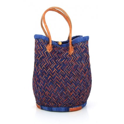 Fair trade stahovací taška z trávy juncus z Madagaskaru, tyrkysová