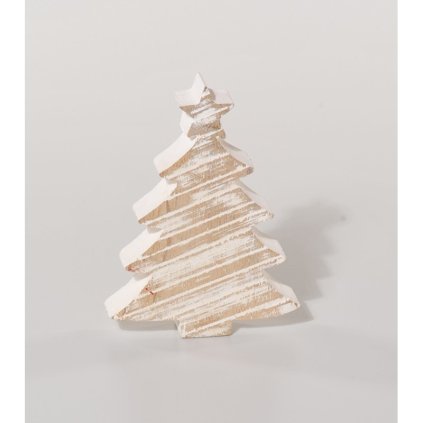 Fair trade vánoční stromek z mangového dřeva s patinou z Indie, 20 cm