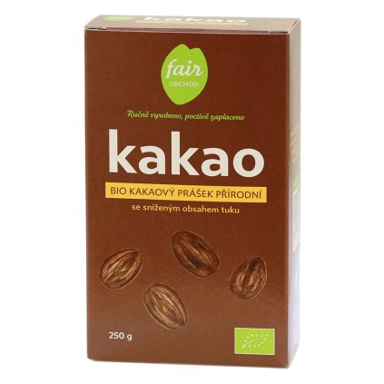Fair trade bio kakaový prášek přírodní, snížený obsah tuku, 250 g